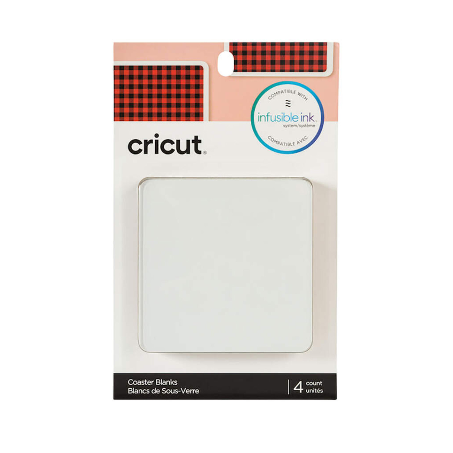 Cricut infusible ink Aluminium Coasters 4-Pack (White, Square)
